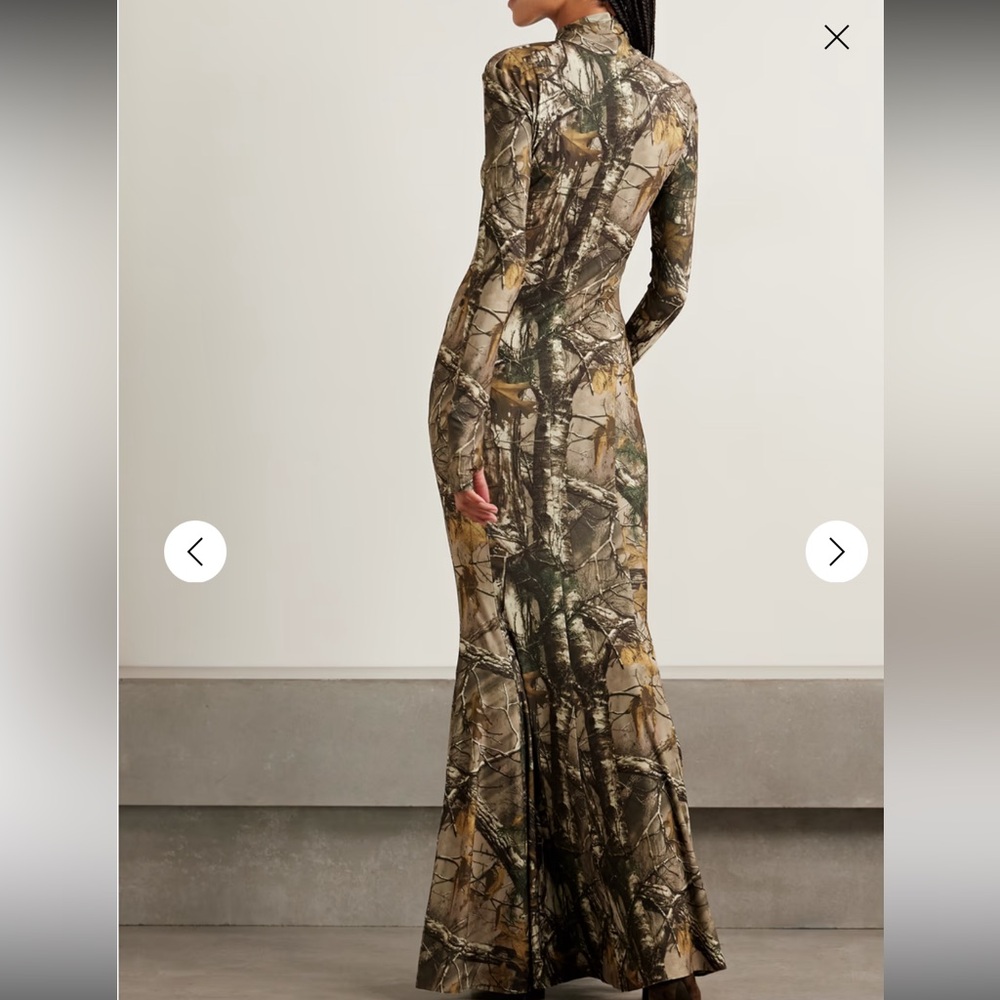 Norma Kamali Camouflage Long Sleeve Maxi Dress XL *BRAND NEW* - Picture 2 of 9